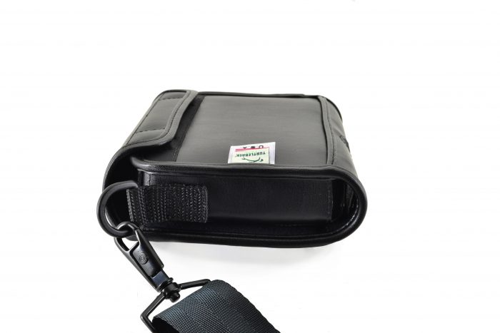 Side view of case with the attached strap