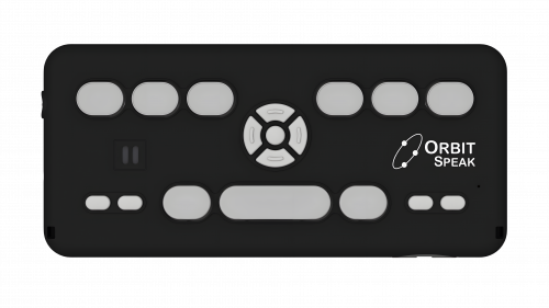 Orbit Speak Showing top view of Perkin Style Keyboard and Panning Keys