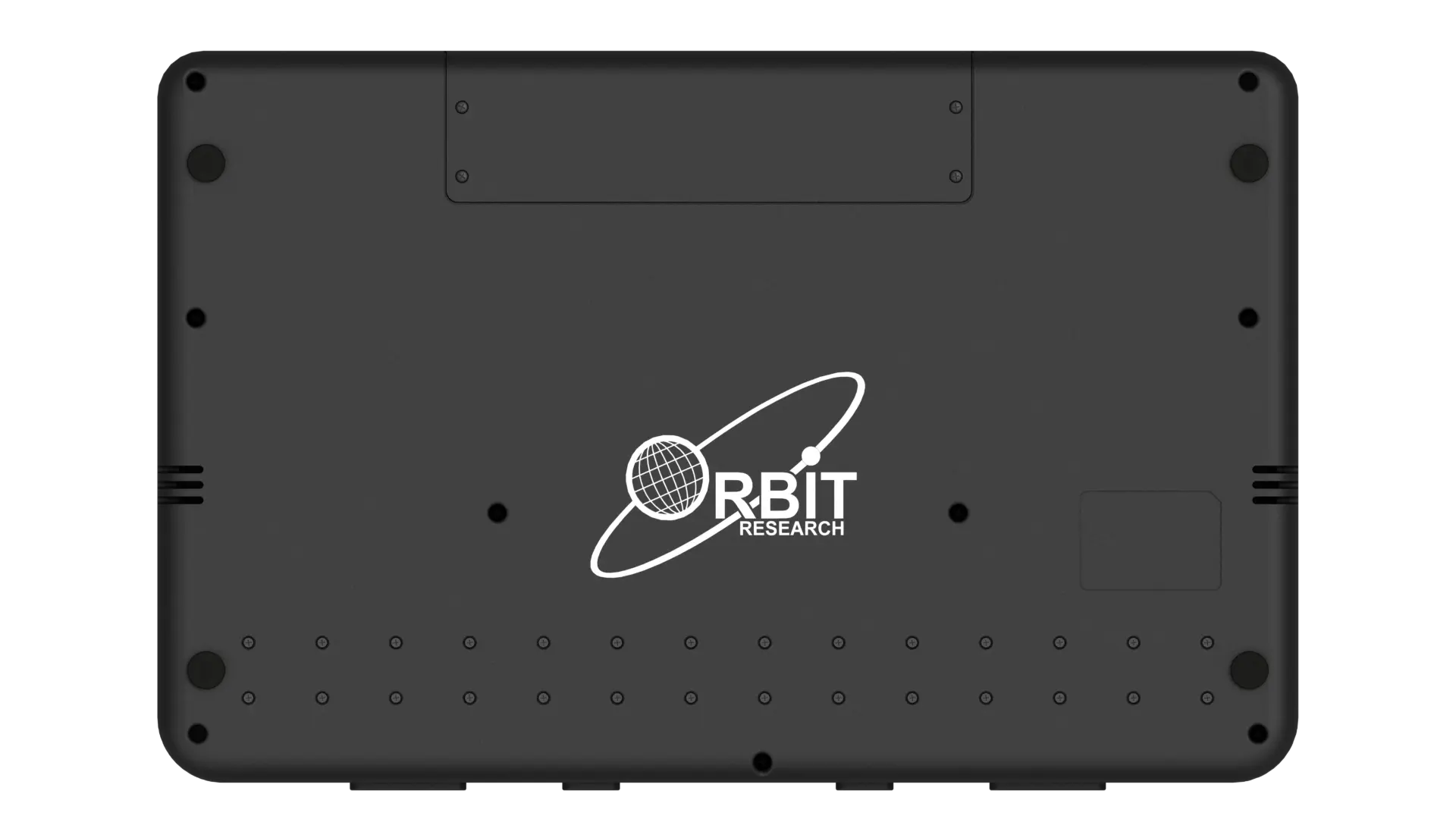 Photo showing orbit logo on back side of the device